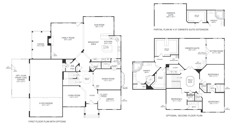 floor plans for the Montgomery model at Brightwell Crossing