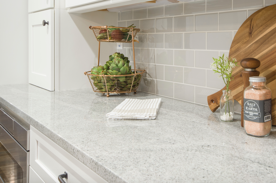 Light-gray granite kitchen counter