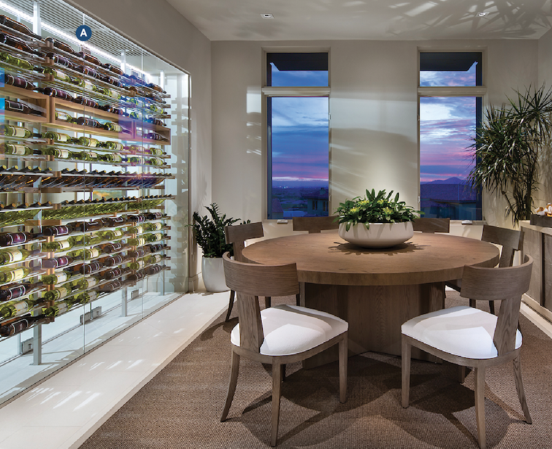 in-unit wine room at infill housing development Icon at SIlverleaf, plan 2