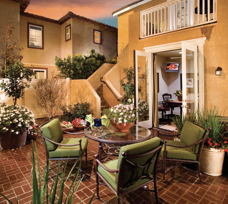 outdoor living Residence Two's courtyard at Celadon at RiverPark in Oxnard, Calif.
