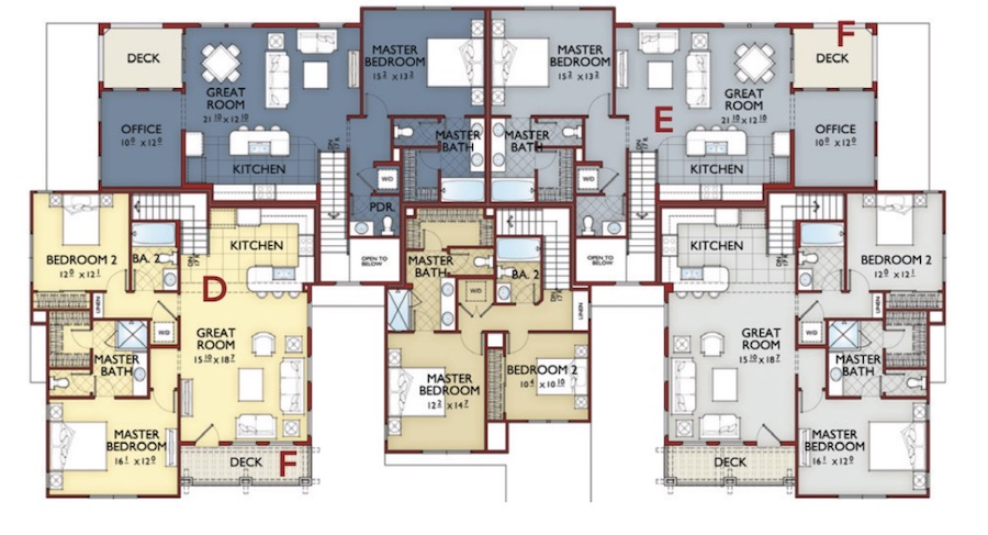 Single-family feel homes with carriage-home style floor plan