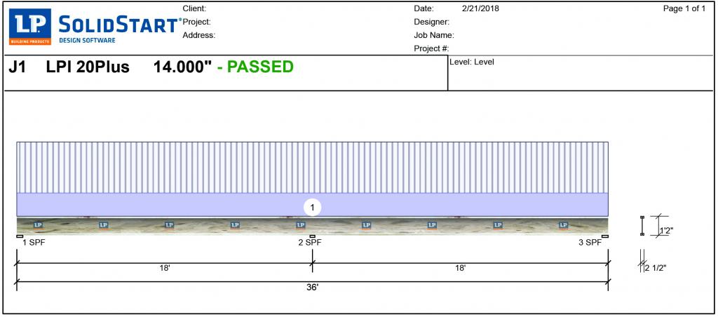 Using software programs, dealers and builders can design the floor system to meet both code requirements and performance metrics. For example, this output from LP’s SolidStart Design Software [Link: https://lpcorp.com/products/resources/software-downloads/lp-solidstart-design-software/] shows a multi-span I-joist designed at 16” o.c. which, coupled with a high-performance sub-floor, would be suitable for a custom home application.