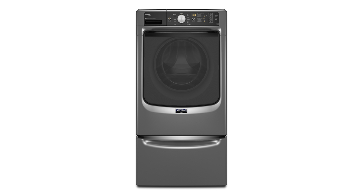 The MHW4300DC 27-inch 4.2-cubic-foot-capacity front-load washer in Maytag’s Maxima product line is designed to tackle the toughest loads of laundry