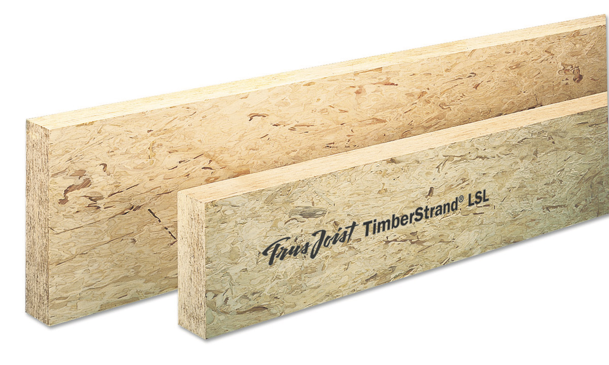 TimberStrand LSL from Weyerhaeuser is free of knots and resists twisting, shrinking, and bowing after installation