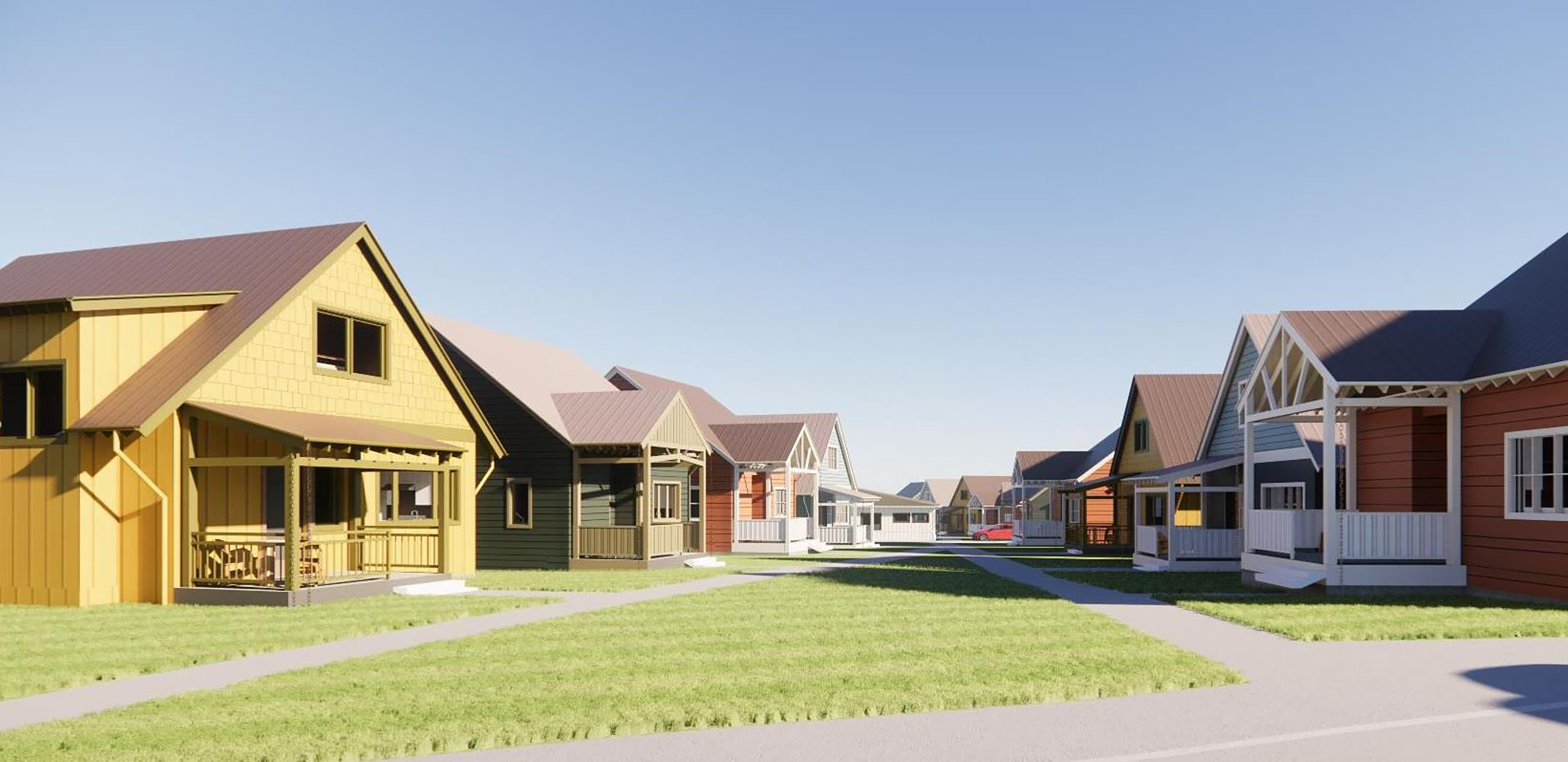Sunnyside cohousing community rendering homes