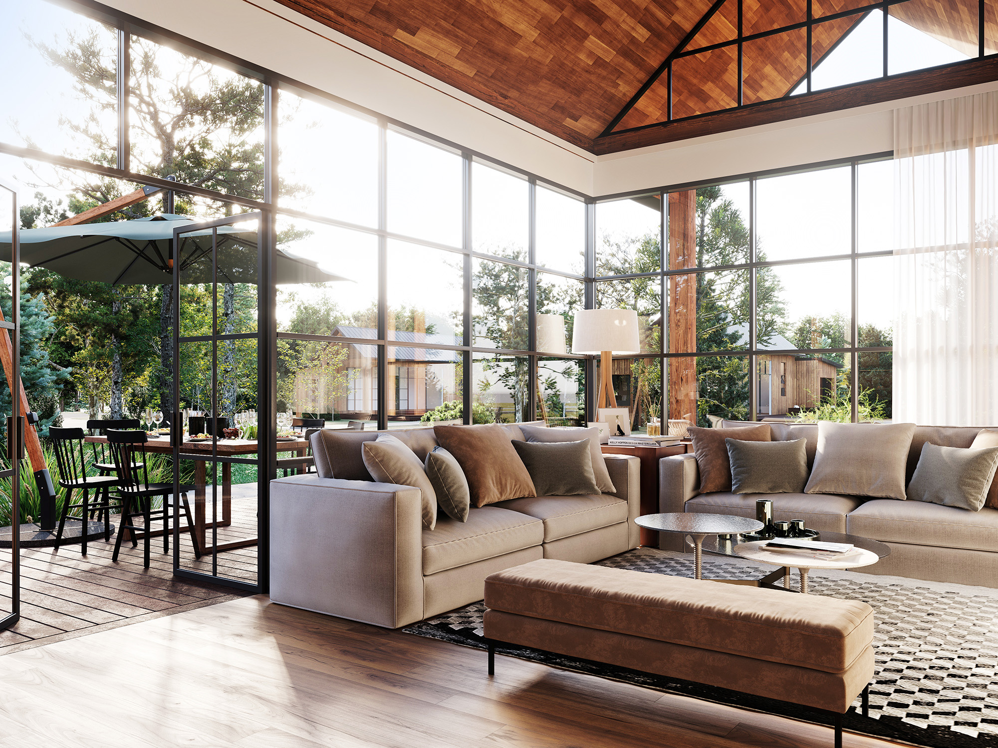 Living room rendering at Bear Lake's Outpost cabins