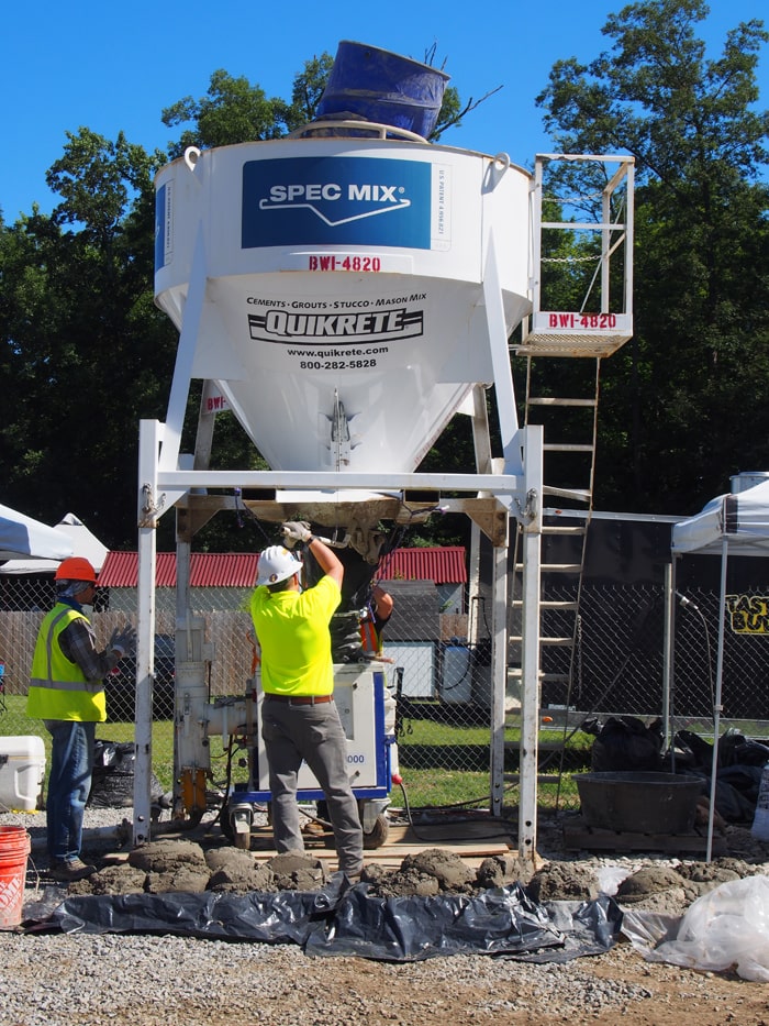 Concrete mixer at 3D printed house in Virginia