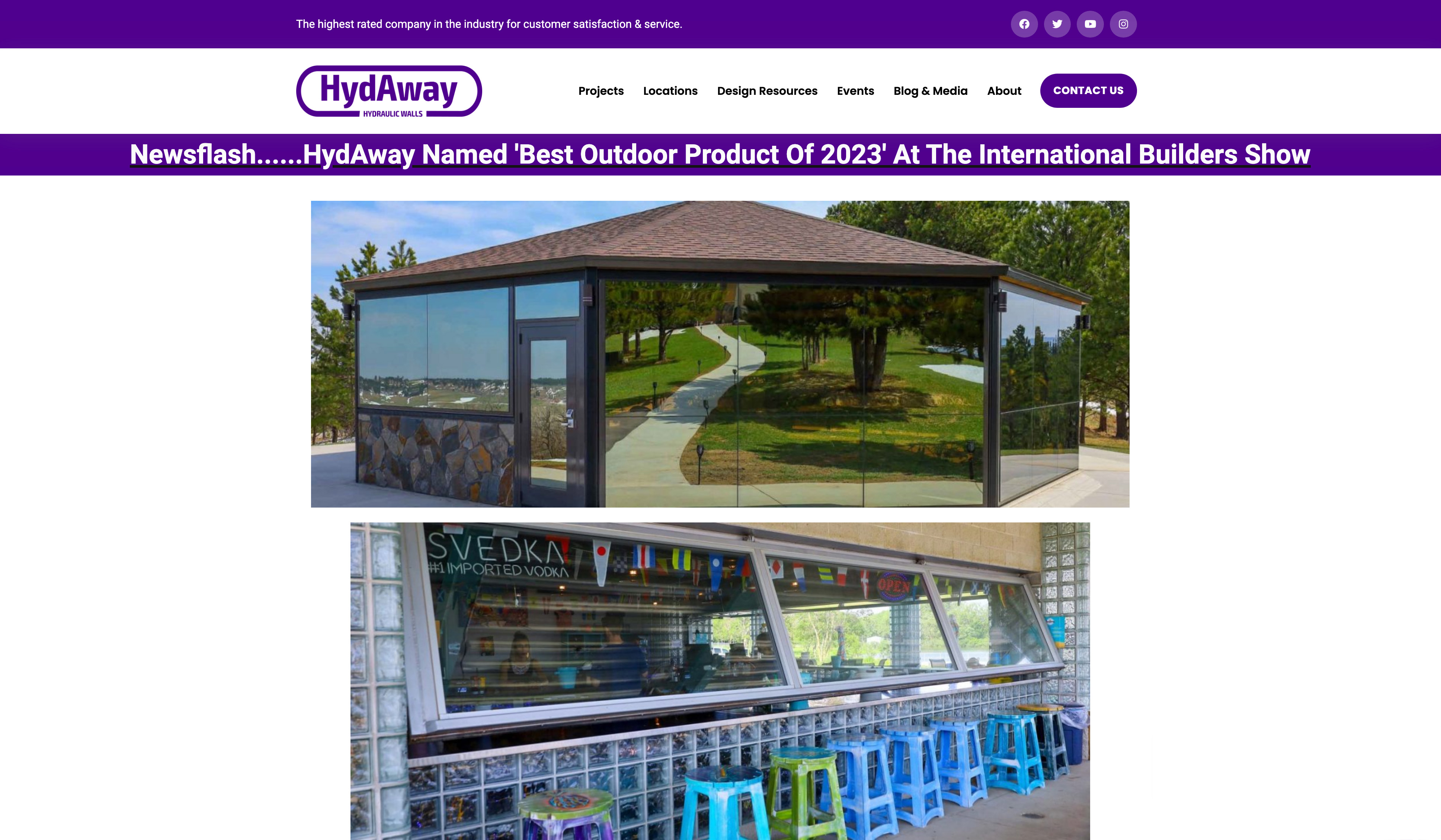 HydAway Hydraulic Walls website screenshot