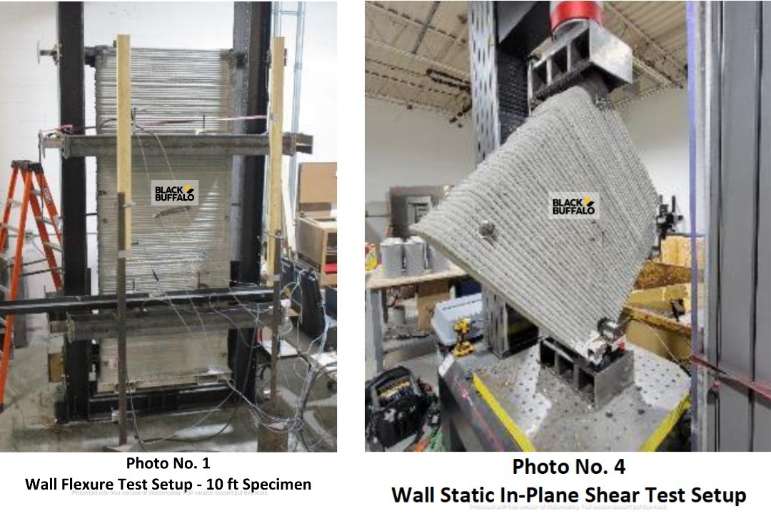 Black Buffalo 3D printing concrete material testing