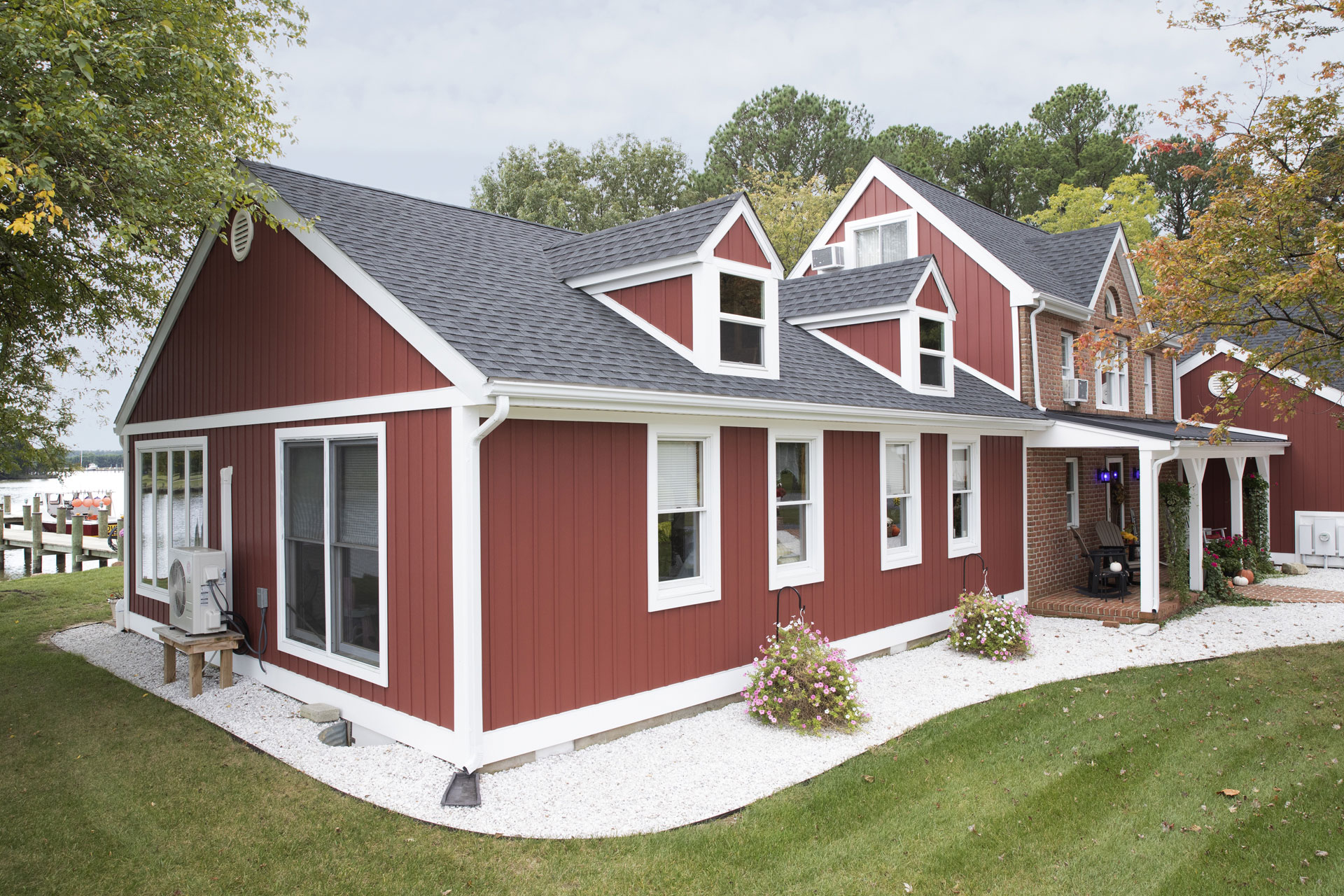 Celect Board and Batten Cellular Composite Siding in Carriage Red color
