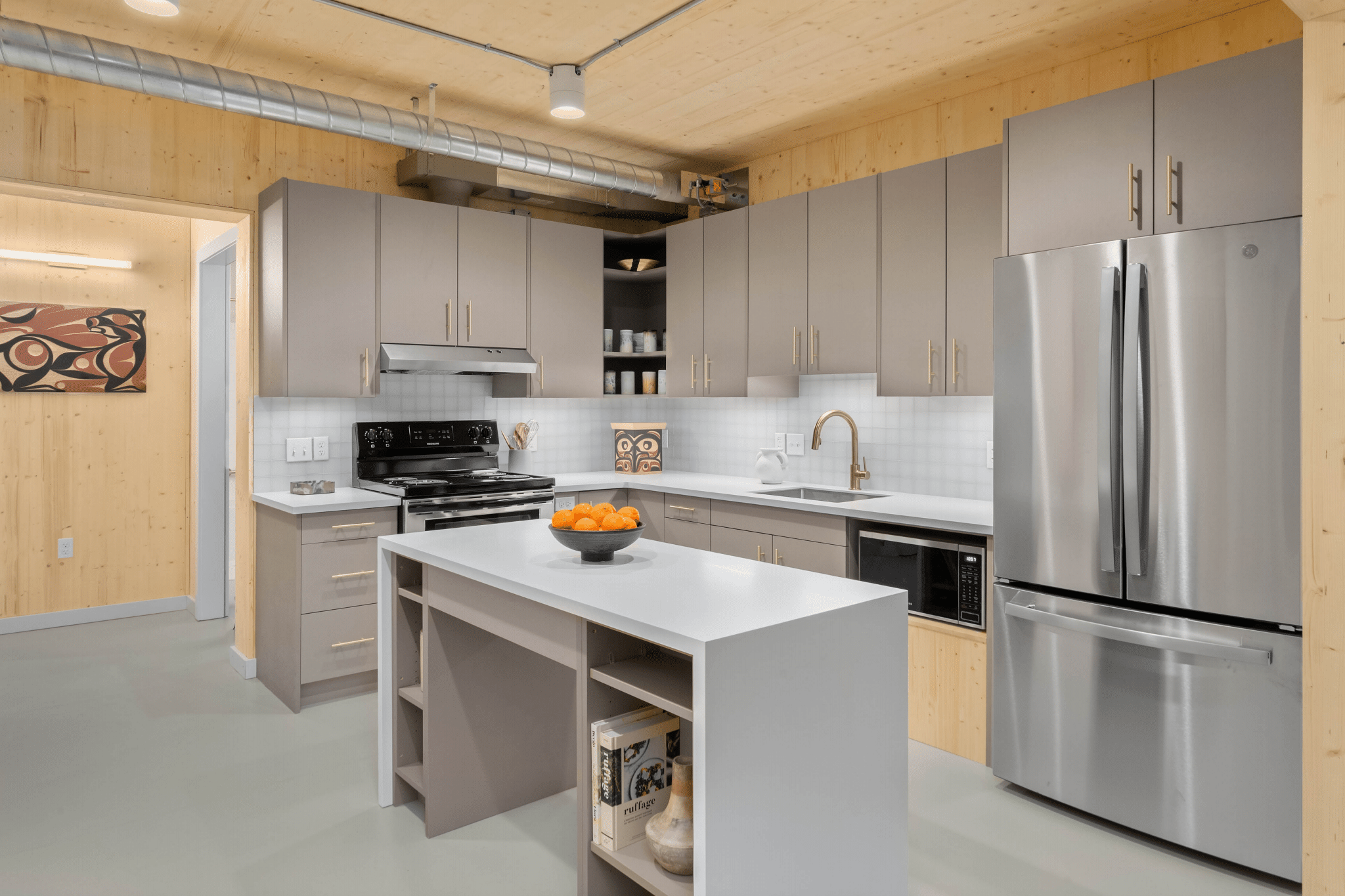 ModPro interior kitchen modular cross-laminated timber project