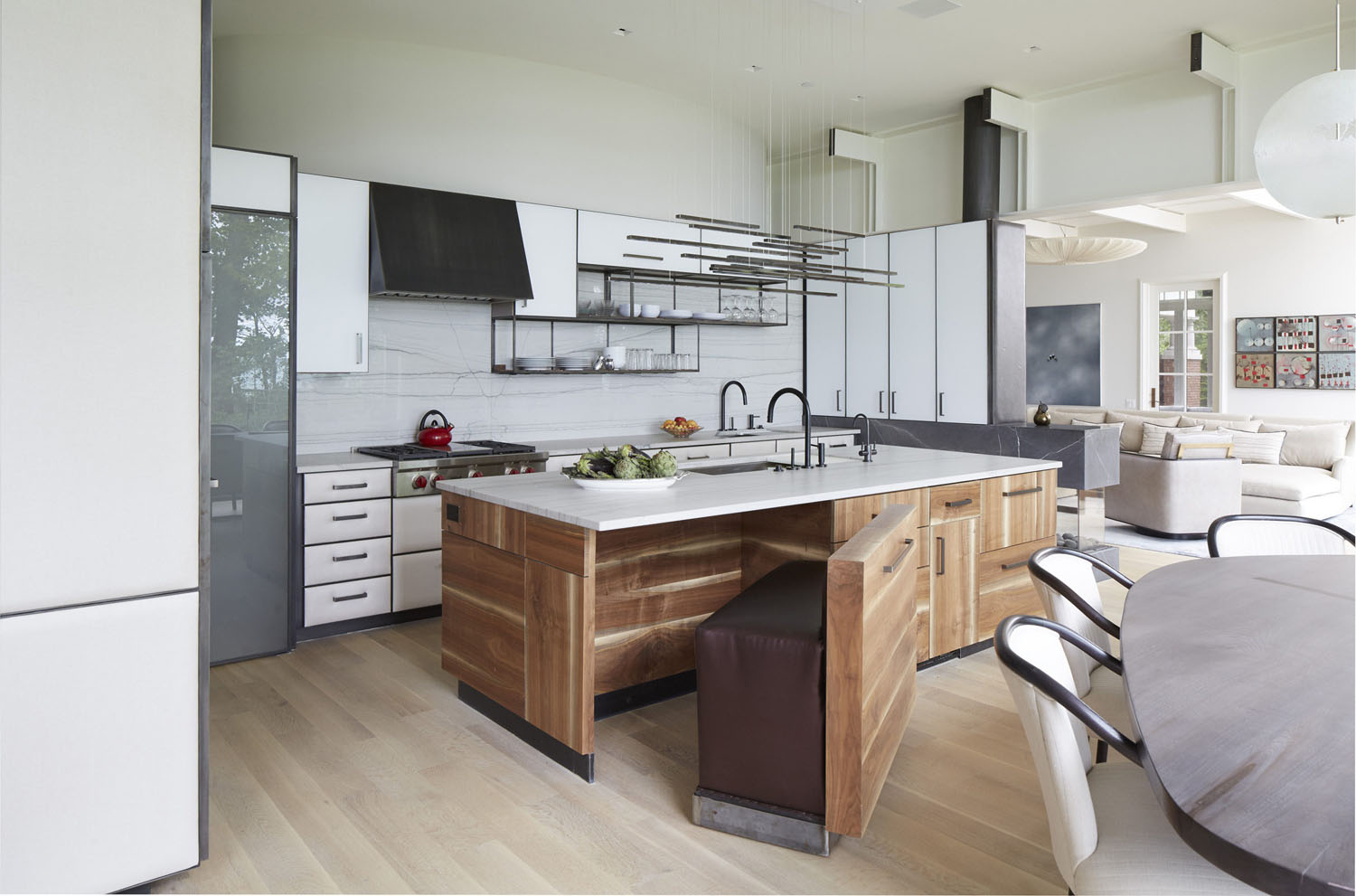 Morgante Wilson Architects built-in bench kitchen island