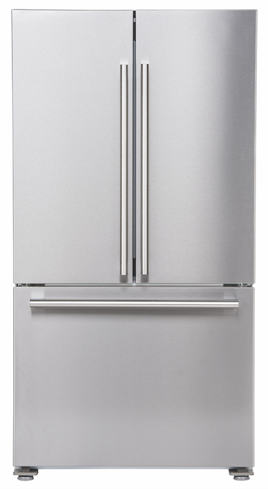 Tall, slender stainless refrigerator Photo courtesy Blomberg