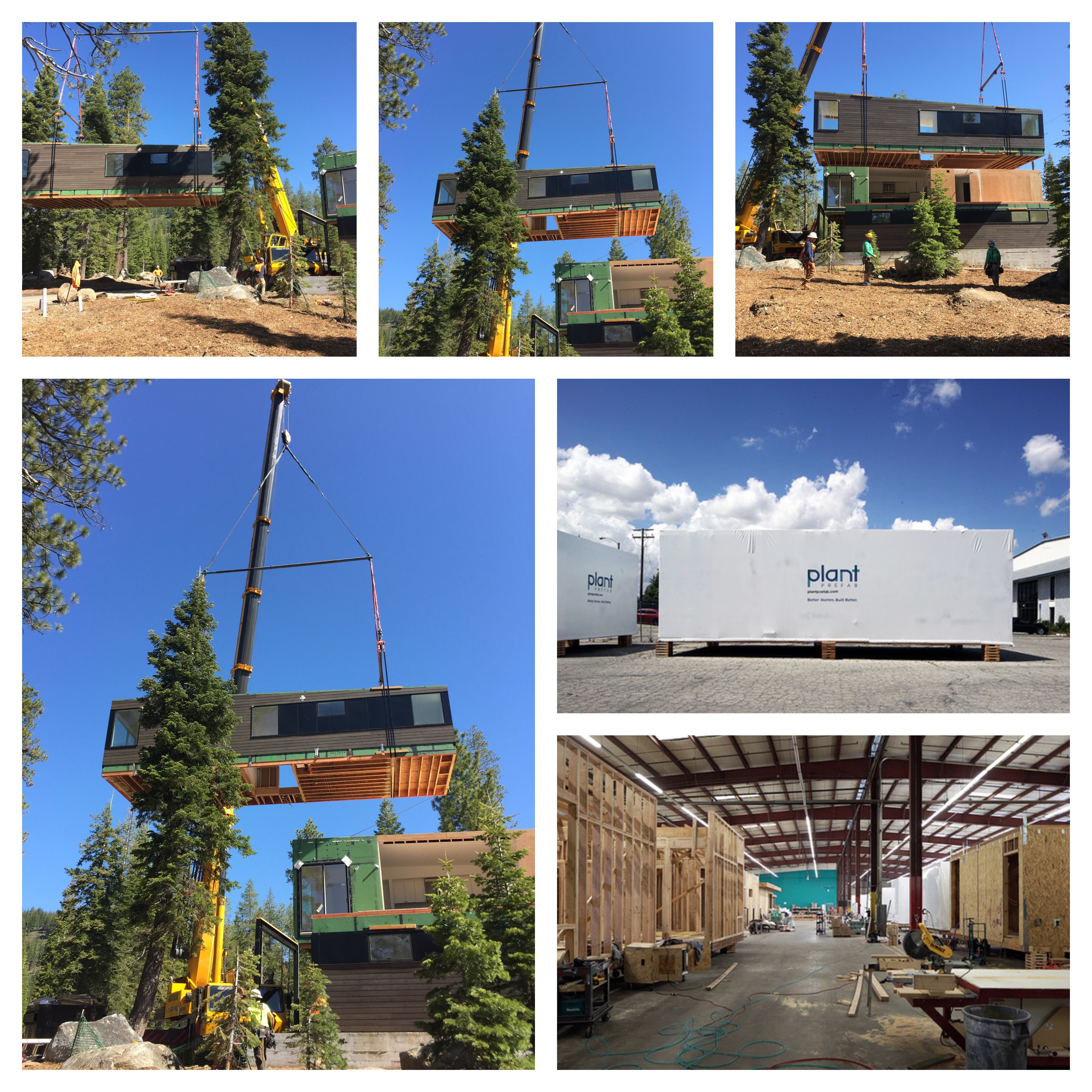 Plant Prefab modular units are lifted into place at The Palisades at Squaw Valley community. Photo courtesy Brown Studio