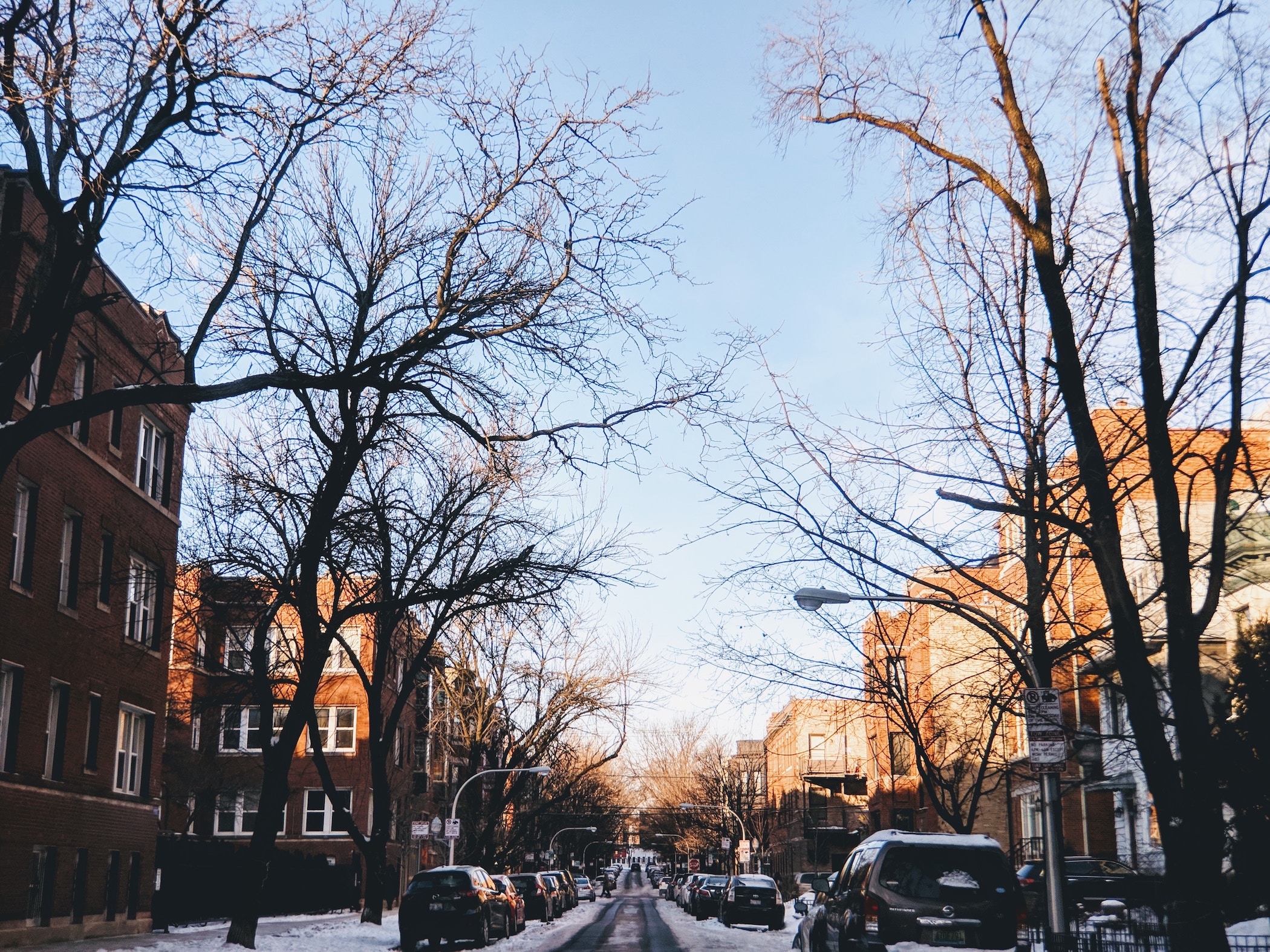 Chicago residential street in winter