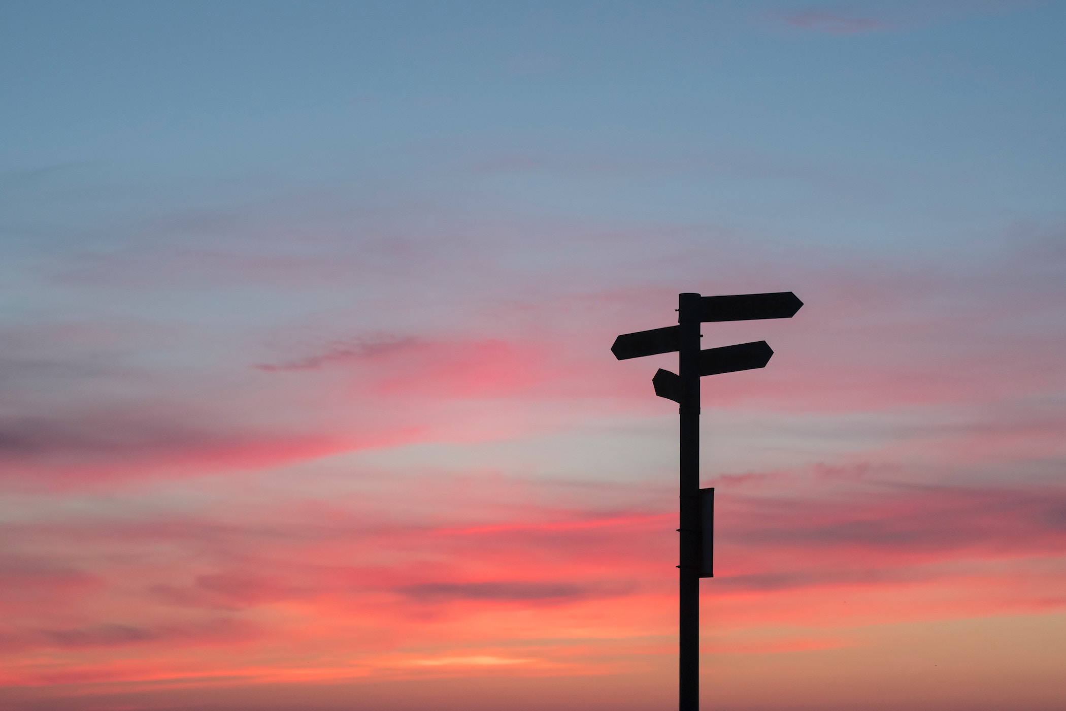 Signposts at sunset