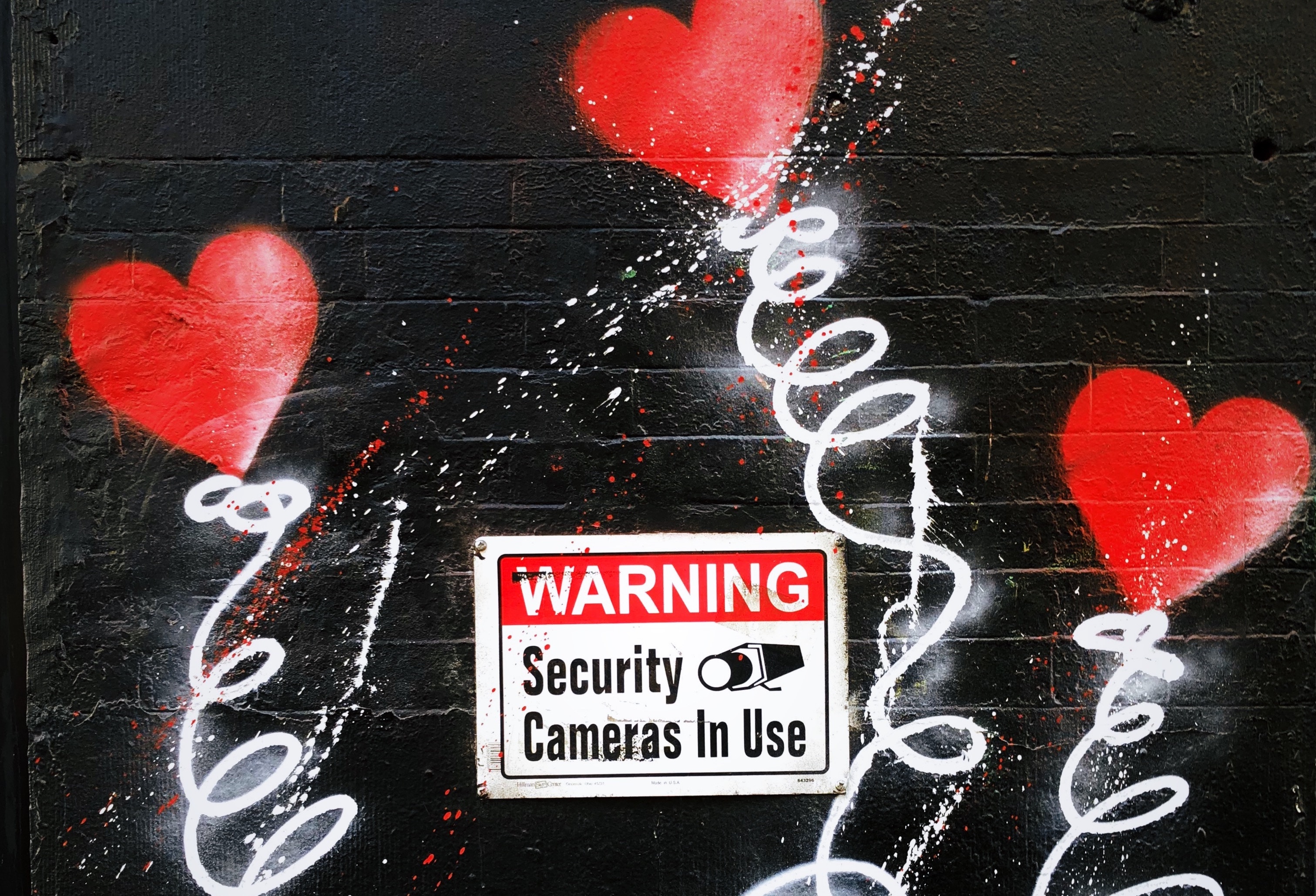 Warning sign with graffiti