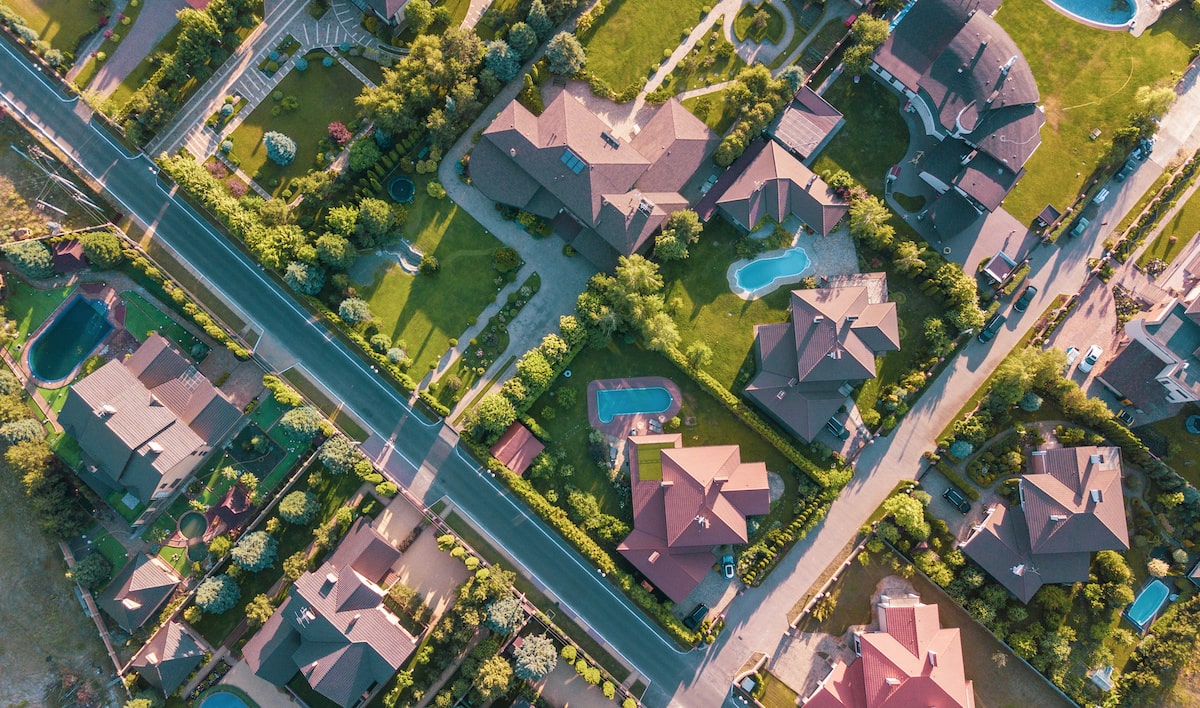 Aerial view of master planned community