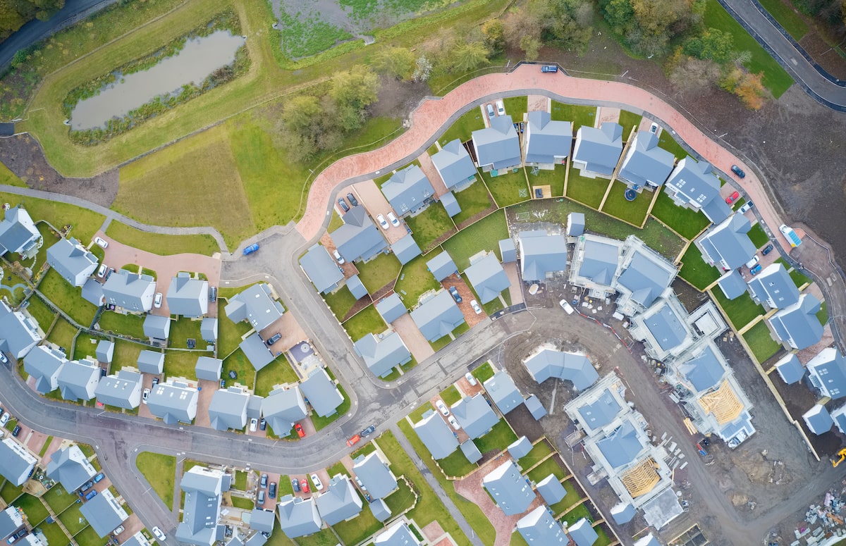 Aerial view of a master-planned community
