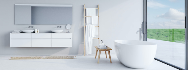 Modern all-white palette bathroom