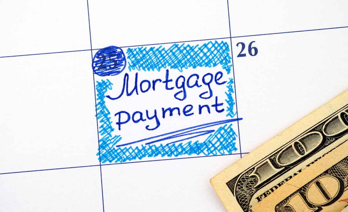 Mortgage payment due date highlighted on calendar