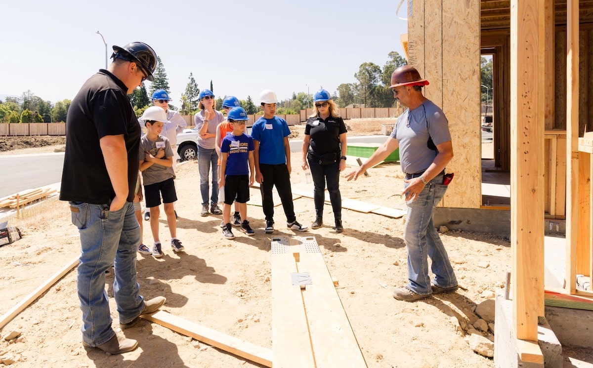 Students getting construction experience on a job site