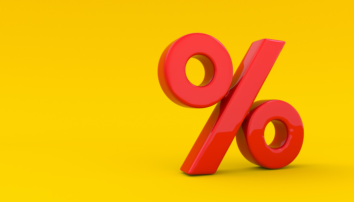 percent sign against yellow background