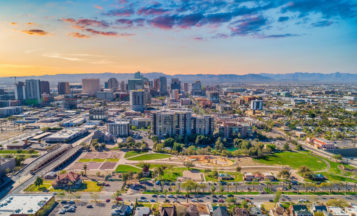 Phoenix city aerial view