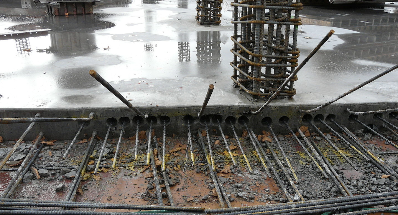 A post tension slab foundation under construction