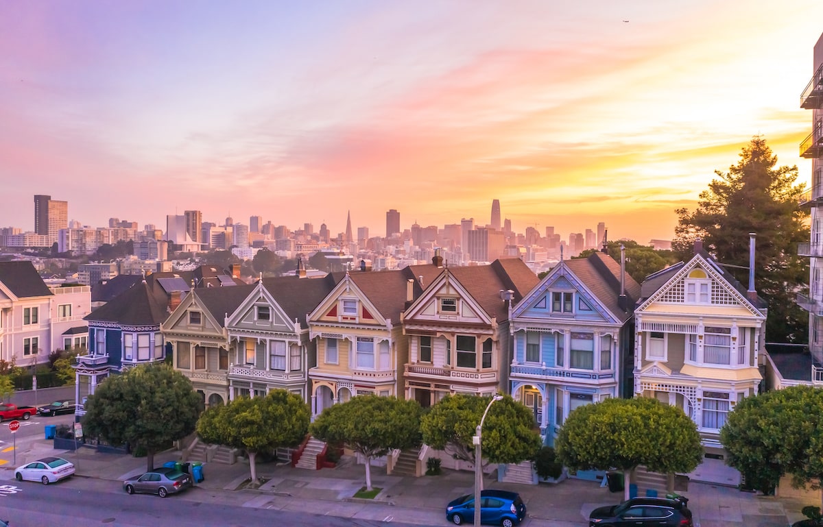Colorful houses outside of San Francisco Bay area