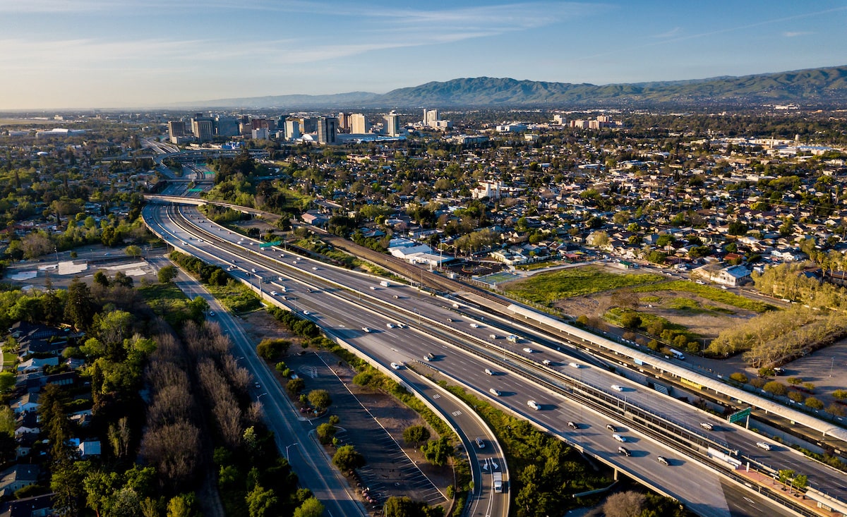San Jose metro area aerial view
