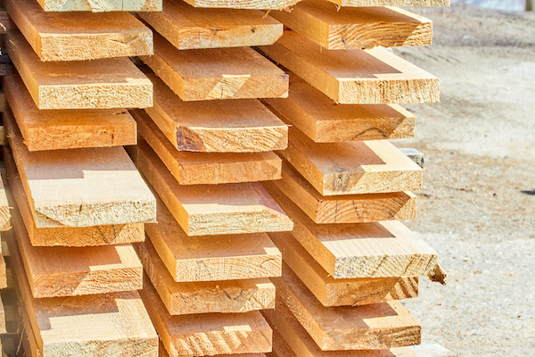 Stack of wood planks