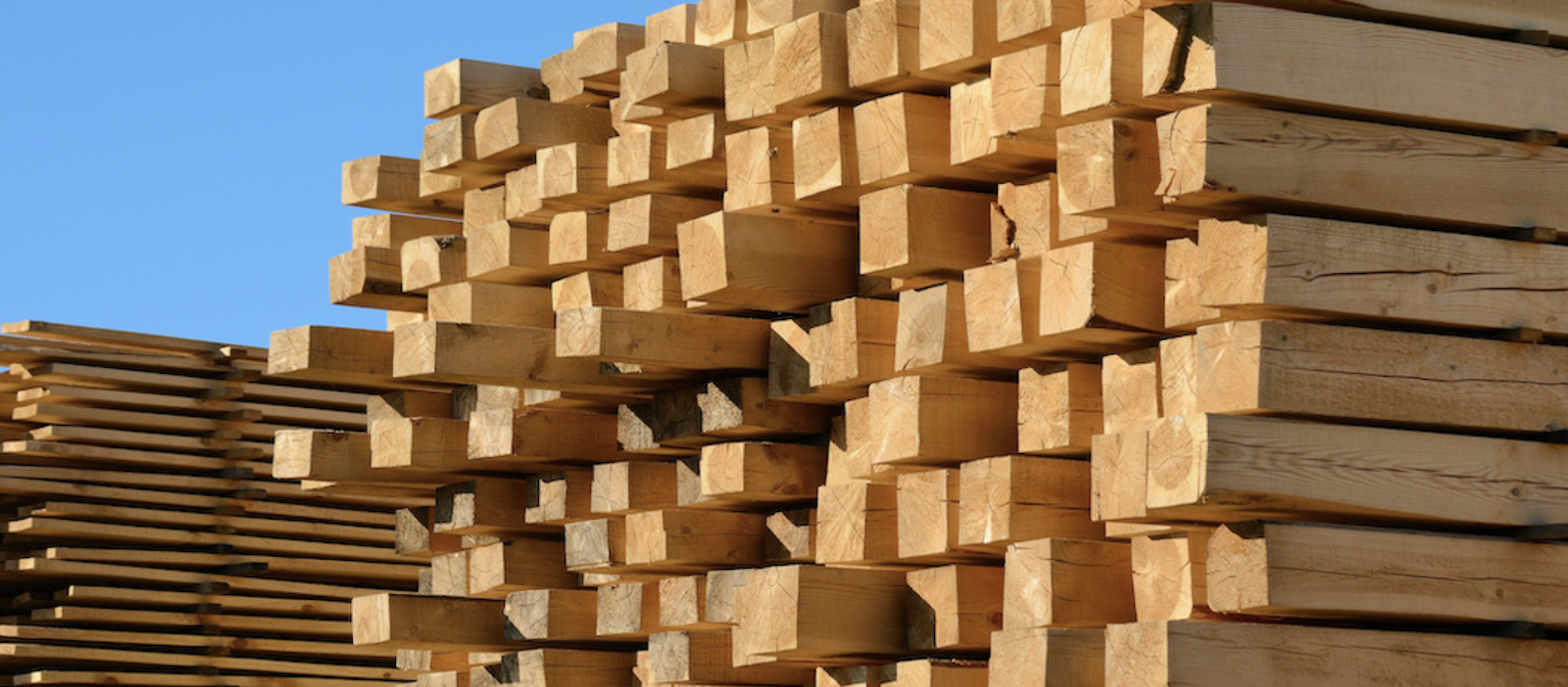  Stack of lumber in lumberyard
