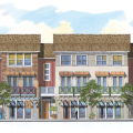Exterior rendering of Dahlin Group's Plan 3 design for live/work housing.
