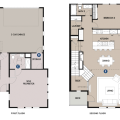 First and second floor plans of the Plan 3 live/work design by Dahlin Group. 