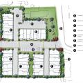 Three-story townhomes site plan designed by Kevin L. Crook Architect