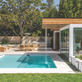Luminosa custom home in California pool and waterfall