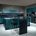 Modern kitchen with blue-green cabinets, photo courtesy Poggenpohl