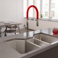 Restaurant style kitchen faucet, red, photo courtesy Ruvati
