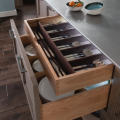 Kitchen drawers with dividers, photo courtesy Wood-Mode