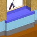 Step 3 – If installing a prefabricated sill pan, place a bead of sealant under the sill pan. Prefabricated pans can be substituted with a combination of straight flashing tape (omit the sealant) and flexible flashing in the corners.