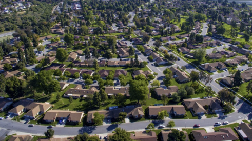 aerial view of suburban houses