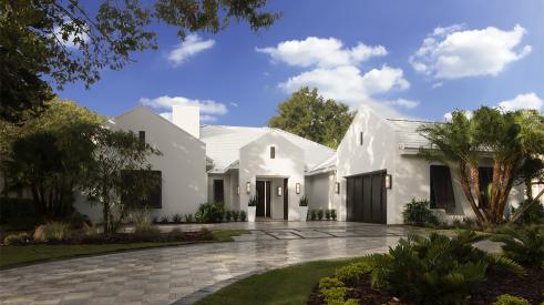 White home exterior on bright day