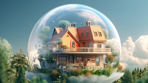 House in bubble property market concept housing market bubble Generative AI