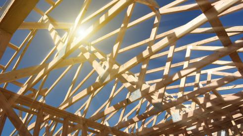 Lumber trusses frame a home's roof
