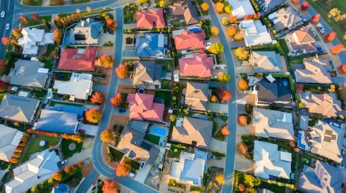 Aerial of suburb
