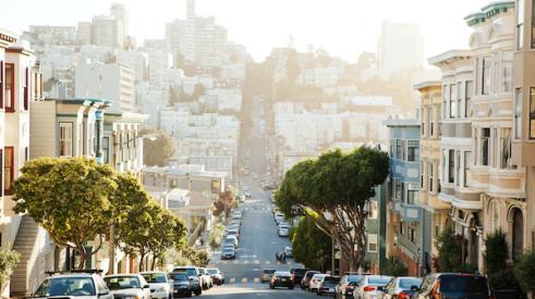 Street view from hill of San Francisco