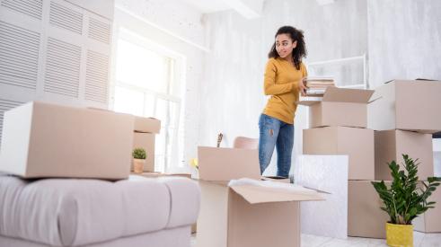 Girl moving into apartment