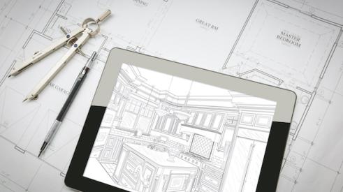 Tablet with custom home project plans