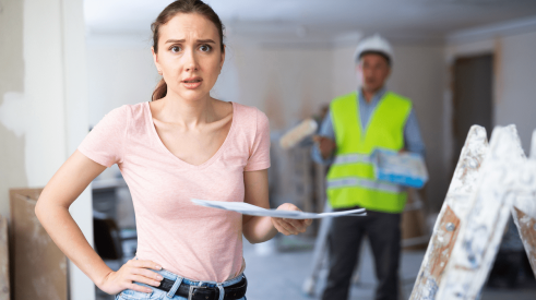 Annoyed homeowner on construction jobsite